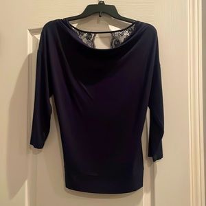 Open Back Sexy Lace Top - The Limited Navy Blue